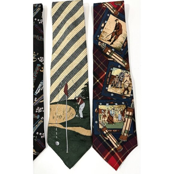 Vintage Silk Neckties Mens Golf Theme Variety Brands Patterns Prints Lot Of 5 - Picture 4 of 11